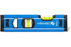 Högert Technik – vattenpass 20 cm, har 2 trollslända: 0°/90°, vattenpass av aluminium, stötdämpande ändlock, storlek: 20 × 5
