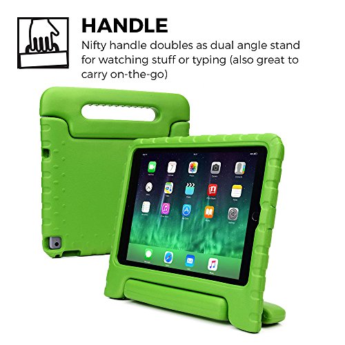 iPad Air 2 hülle fur kinder, COOPER DYNAMO Beanspruchbare, strapazeirfähige, robuste, gepolsterte Hartschalenhülle mit integriertem Griff, Standfunktion & durchsichtigem Displaysschutz (Grün) - 5