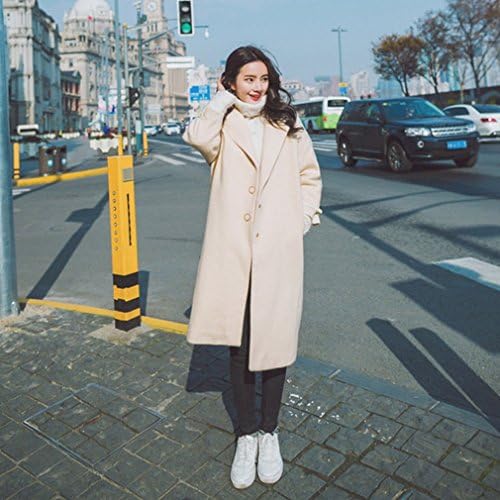 W coat Autumn and Winter Women 'S Woolen Coat Coat in the Long Section of the Big Coat It Coat,Light beige,L
