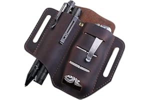 VIPERADE PJ8 EDC skórzana osłona na blet, nóż/narzędzia, latarkę, długopis taktyczny i przekładnie EDC, kieszonkowy organizer EDC skórzana osłona, hademade 2 kieszenie, pasek, skórzana pochwa