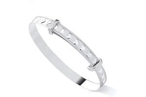 Goldlinks Sterling Silver Baby Bangle – Adjustable Heart Baby Bracelet | 925 | Ideal Christening Gift for Boys & Girls | 40–47mm