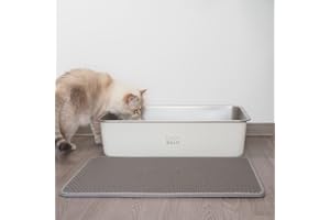 LucyBalu® LOOMAT Auffangmatte für Katzenstreu | Rutschfester Katzenklo Vorleger | Zweilagige Katzenmatte für Katzentoiletten | Katzenstreu Matte | Hygienische Katzenklo Matte | Streumatte | Grau