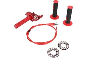 IUVWISN Gas Rapido Gruppo acceleratore per moto da 22 mm Cavo Acceleratore Rapido Universale Adatto Per Manubri da 50 110 125 150 200 250 cc Dirt Pit Bike (Rosso)