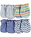 Luvable Friends "Zigzag & Solids" 4-Pack Scratch Mittens - blue, 0 - 3 months