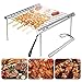 Produktbild BOFEISI Portable Edelstahl BBQ Grill, Wärmeschrumpfende Minitasche Barbecue Grill Antihaft-Flache breite Kabob Spieße für Outdoor-Cooking Camping Wandern 27x30cm Picknicks