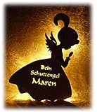 Personalisierte Geschenke zur Geburt Taufe und Kommunion Nachtlicht " Schutzengel ", Geschenk mit individuellem Namen, ideal als Geburts- oder Taufgeschenk für das Kinderzimmer für Junge oder Mädchen, handgemacht