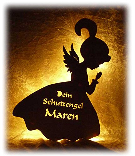 Personalisierte Geschenke zur Geburt Taufe und Kommunion Nachtlicht " Schutzengel ", Geschenk mit individuellem Namen, ideal als Geburts- oder Taufgeschenk für das Kinderzimmer für Junge oder Mädchen, handgemacht