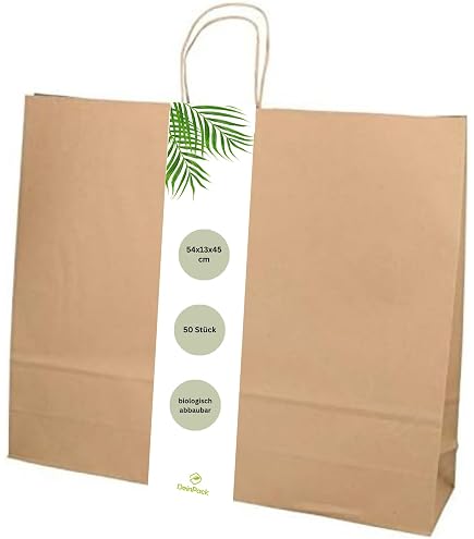 25 Sacs En Papier Kraft DeinPack 32x12x40cm - Grands Sacs Cadeaux Écologiques Biodégradables