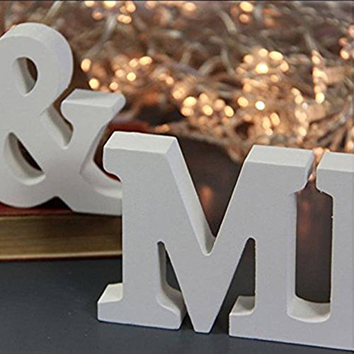 allbusky Herr und Frau Schild Geschenk Holz Buchstaben für Empfang Zeremonie Hochzeit Dekorationen Geschenk, MR & MRS - 4
