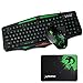 Produktbild UrChoiceLtd® SUNT GK93 Hintergrundbeleuchtung Multimedia Ergonomische Usb Wired PC Desktop Spiel Tastatur Mit Grünes Backlit Led + 3200DPI 7 Tasten Spiel Maus + Frei Spiel Mauspad