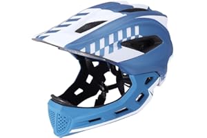 Joyyko Fahrradhelm Kinder 2-In-1 Integrated GrößEnverstellbar Fullface Abnehmbar Unisex 52-58cm Children's Helmet Fahrradhelm Mit Kinnschutz Kinder Geeignet FüR FahrräDer, Skateboards, Skaten