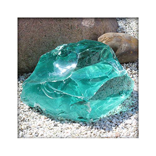 Glasbrocken Türkis Glasstein Gabione Deko Einzelstück ca.25-30cm.18 kg