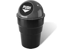 Mini Car Trash Can, Xfaiz Car Garbage Can with Lid Auto Garbage Can Vehicle Automotive Cup Holder Garbage Can for Home Office Kitchen Living Room Bedroom Study Dinning Room Bathroom (Grey)