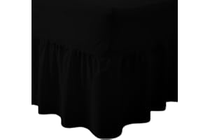 AmigoZone Plain Pollycotton Valance Fitted Sheet Or Pillow Pair Cases (Double, Black)