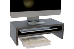 ComfortCove Stojak na monitor, 2 półki, Stojak na laptopa na biurko, Podstawka pod monitor, laptopa, drukarkę z półką, idealny do pracy w domu lub do biura, Czarny