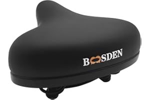 BOOSDEN Miękkie siodełko rowerowe, wygodna żelowa poduszka na siodełko, wodoodporna pianka z pamięcią kształtu, idealne dla mężczyzn i kobiet na rower szosowy, rower górski, rower treningowy, czarny