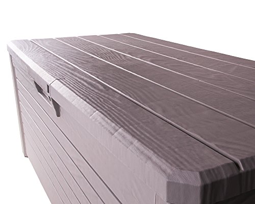 Kissenbox Florida Holz Optik Sitztruhe Auflagenbox grau 550 Liter XXL mit Gasdruckfedern - 7