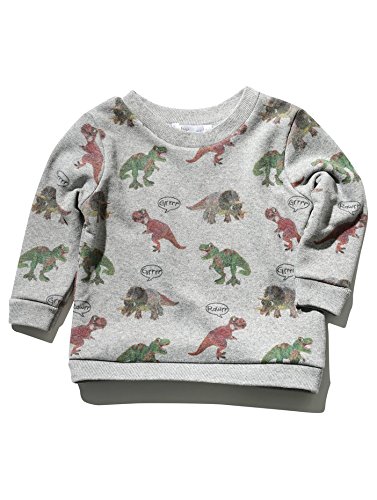 M&Co Baby Boys Long Sleeve Cute Quirky Dinosaur Print Sweatshirt Jumper Grey Marl 18/24 Mnth