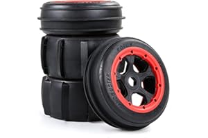 Karriter New Upgrade 4Pcs Front Rear Sand Paddles Desert Wheels Tires for 1/5 HPI ROVAN KM BAJA 5B Rc Car Parts,Red