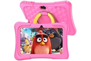 7 inch Tablet for Kids with Solid Case, Android 12 Toddler Tablets, 32GB ROM with Parental Control, Pre-Installed Free APPs Games, Educational Toddler Tablet WiFi, Bluetooth, Camera, YouTube (Pink)