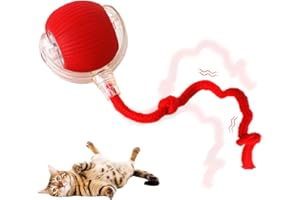 comepew Chewie Rolling Ball, 2024 Neu Katzenspielzeug Elektrisch, Katzenspielzeug Selbstbeschäftigung Interaktives Katzenspielzeug Elektrisches automatisches Katzenspielzeug Rollender Ball (Rot)