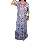 Indiatrendzs Women Hosiery Nighty Neck Embroidered Nightwear Maxi Night Gown 42"