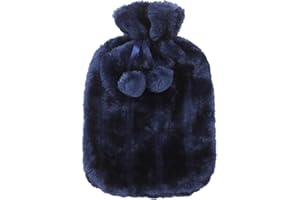 BEAUTYBIGBANG Hot Water Bottle | Cover Only | Thick Soft Fluffy Cover for 2L Hot Water Bag for Hot and Cold Compress Hand Feet Warmer Neck and Shoulder Pain Relief Extra Thick (Navy)