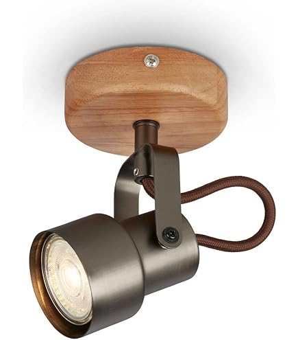 Applique Murale Zuoz En Bois & Métal Blanc, Spot Rotatif De Style Moderne, Luminaire Idéal Dans Un Salon Contemporain, Pour 1 Ampoule GU10, Ampoule(s) Non Incluse(s