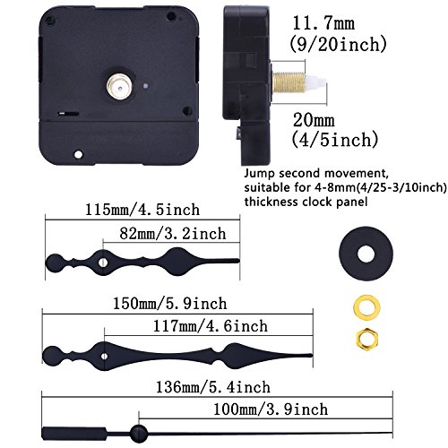 Mudder Quarz Uhrwerk Ersatzteil Schwarze Zeiger Reparaturwerkzeug, 3/10 Zoll Maximale Vorwahlknopf Stark, 4/ 5 Zoll in Gesamtschaftlänge - 2