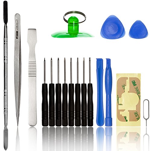 Smartphone-Handy Reparatur-Set Pro Präzisions-Schraubendreher Werkzeug für Akku-Display-Cover-Wechsel | 18 tlg | für iPad, Mac, PC, LapTop, MacBook Pro, | iPhone 7 7S / 3 4 4S 5 5S & 6 6S, Samsung S3 4 5 6 S7 S8, Mini, Note, HTC, LG, Nokia, Motorola, Huawei uvw. iTecXpress24 Opening Tool, Mobil Repair Set