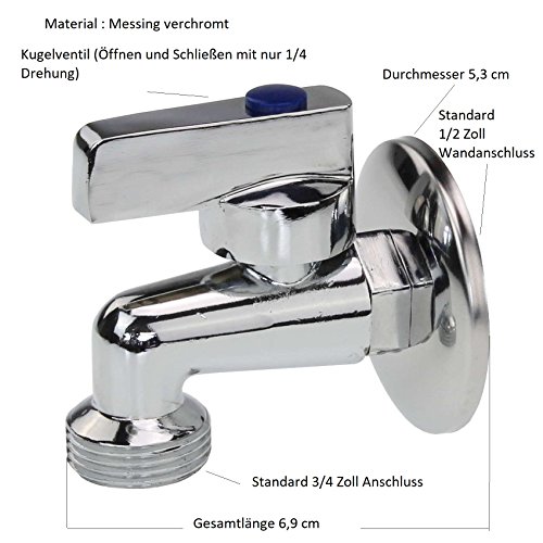 Geräteventil Messing verchromt für Waschmaschine Spülmaschine Kombiventil Eckventil - 2