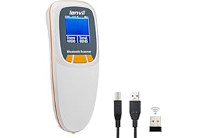 LENVII R777 Lecteur de Code Barre sans Fil et Filaire, 2.4G/Bluetooth/USB Scanner de Codes à Barres 1D/2D/Datamatrix QR Barcode Scanner Douchette (Blanc)