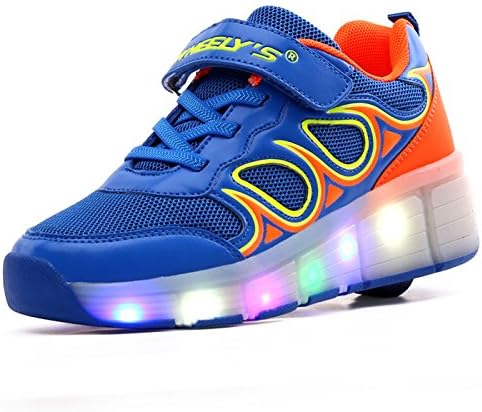 COSHOES Kids Shoes with wheels Skateboard Shoes for Boys Girls Roller Skates Shoes Roller Shoes Sports Shoes Sneakers Running Shoes Trainers with Roller Led wheels Shoes Blue 32