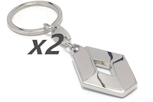 [Lot de 2] Hirondelle Bleue® Porte Clé 9x3cm en métal générique compatible avec Renault Clio Megane Kangoo Twingo Talisman,Produit expédié depuis la France