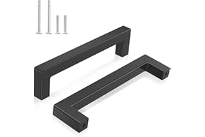 ENLACE Uchwyty meblowe, czarne, 2 sztuki uchwytów kuchennych 128 mm, rozstaw otworów, stal nierdzewna, 8 śrub, do szuflady, szafy, mebli, kuchni, szafek kuchennych, szafy na ubrania