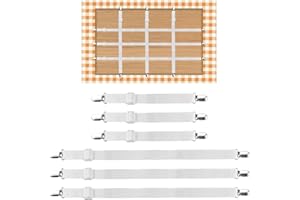 SPEACOUR 6 PCS Pinces Nappe de Table Réglable, Clips de Support de Nappe de Table Eastique, Clips de Nappe à Sangle Cachée, Accroche Nappe Exterieur pour Cuisine, Restaurants, Cafés, Fêtes(Blanc)