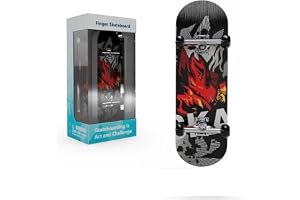 AquaFalcon Finger Skateboard, Mini Fingerboard, Skate Toy, Finger Skateboards for Kids, Tabletop Freestyle Skate Game(Red Flame)