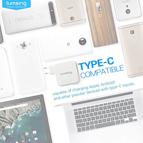 Lumsing Dual Port Quick Charge 3.0 und Typ-C Wandladegerät für Apple Macbook, Google Nexus 6P, HTC 10, Galaxz S7, LG G5 und andere Geräte(Weiß) - 4