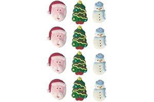 WAREHOUSE 505 Edible Christmas Cake Cupcake Decorations Santa, Tree, Snowman x12 (B)