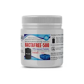 Bactafree 500 Water Purification Tablets - Each Tablet for 500 Litres, 50 Tablets Pack - Water Treatment and Disinfectant Tablet for Overhead & Underground Tank - 25,000 Litres Purification, Pack of 1