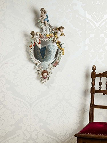 Spiegel Porzellan Engel Putte Blumen Wandspiegel Nostalgie Antik-Stil - 2