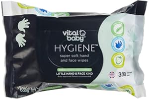Vital Baby HYGIENE Super Soft Hand and Face Wipes 30 Pack - Gentle Cleansing Wipes, Fresh Fruity Fragrance-Free, Hypoallergenic, Alcohol-Free – Sensitive newborn skin – Use before and after mealtime