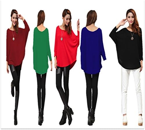 CHFF888 Stylish Ladies Loose Batwing Crew Neck Quality Knitted Top / Jumper One Size fit UK size 8 - 16, XL/18-22, XXL/ 24-26