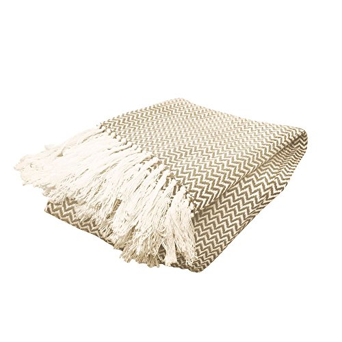 Tony's Textiles Zig Zag 100% Cotton Tasselled Blanket Throw - Natural (90" x 100") Tony's Textiles Zig Zag 100% Cotton Tasselled Blanket Throw - Natural (90" x 100")