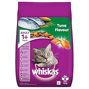 Whiskas Adult (+1 year) Dry Cat Food, Tuna Flavour, 1.2kg Pack
