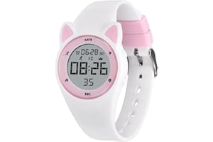 aswan watch Reloj Digital para niñas y niños con Podómetro,Distancia y Calorías sin APPs ni Móvil,cronómetro, Calendario, Despertador y luz-Reloj Infantil Deportivo con Correa de Silicona