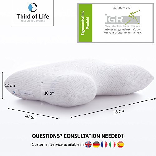 Seitenschläferkissen GIANFAR | orthopädisches & ergonomisches Nackenstützkissen | Viscoelastischer Schaum | Thermo Gesundheitskissen | Perfektes Visco Kopfkissen / 55 x 40 x 12/10 cm - 2