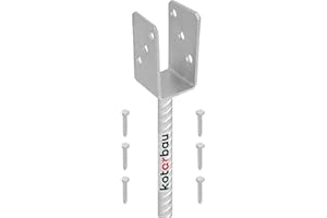 KOTARBAU® Soporte de Poste en U 51 mm Anclaje Suelo para Superficies Hormigonadas Pletina con Varilla para Homigonar Soporte en U Acero Galvanizado en Caliente Base Poste Madera