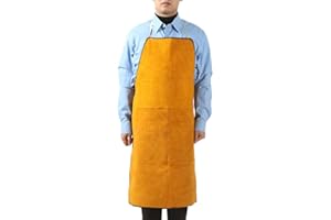 Maciun Tablier de travail du bois en cuir, tablier de soudage d'isolation thermique, tablier de soudeur en cuir forgeron, a, 1
