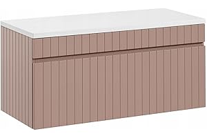 Muebles Slavic Mobile da bagno sospeso con cassetto spesso da appoggio, rosa, 100 cm, mobile da bagno